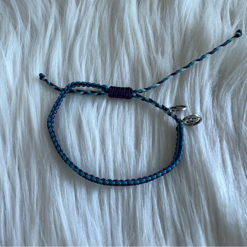 Pura Vida Blue Braided Wax Thread Adjustable Bracelet